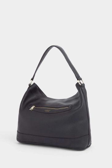 Hobo bag top black leather