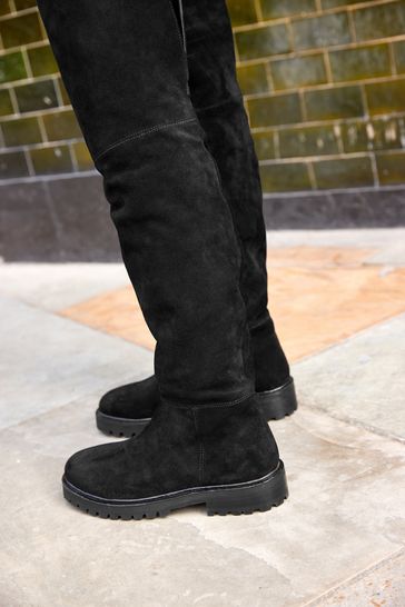 Black Forever Comfort Over The Knee Suede Boots