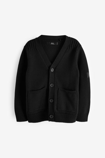 Black wool cardigan sweater hotsell