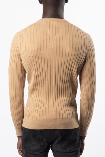 Buy Luke 1977 Spare Rib Knitwear Biscuit Brown Jumper from the