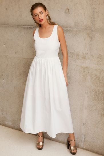 Vestido de Verano Blanco de Popelina