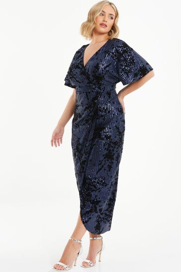 Quiz blue wrap sales dress