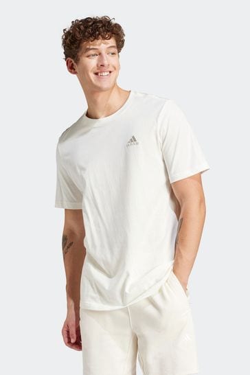 adidas White Sportswear Essentials Single Jersey Embroidered Small Logo T-Shirt