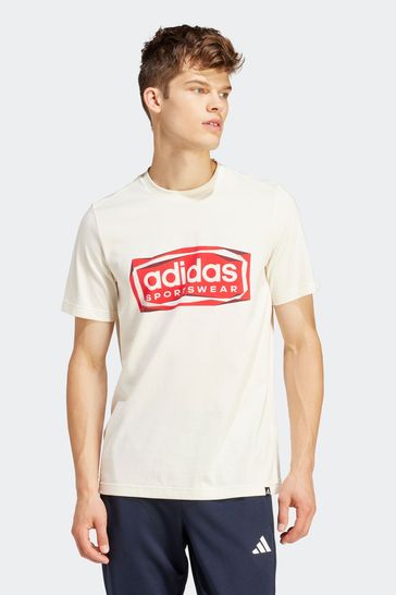 adidas Cream Folded Sportswear Graphic T-Shirt