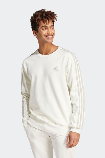 adidas White Sportswear Essentials French Terry 3-Stripes Sweatshirt