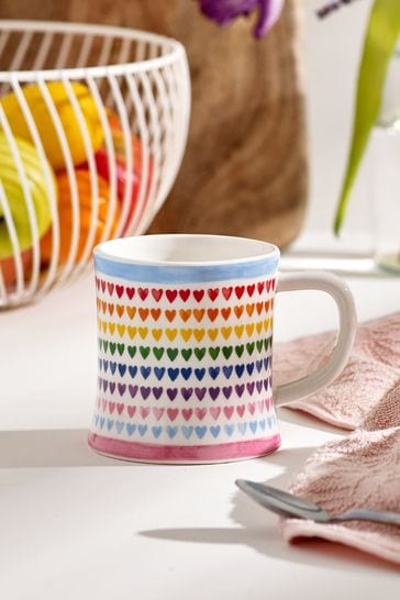 Multi Rainbow Hearts Mug