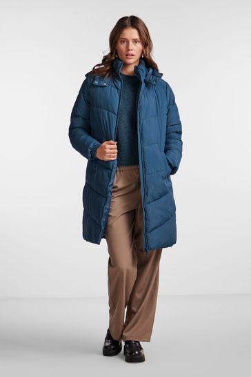 PIECES Padded Hooded Longline Coat