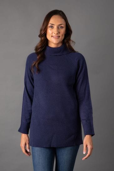 Lakeland Leather Blue Petri Ribbed Jumper