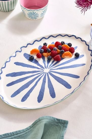 Blue Patterned Serve Platter