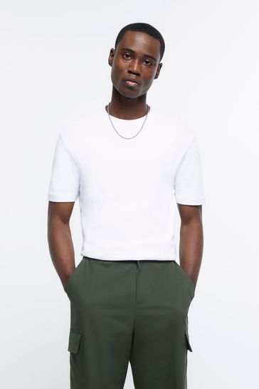 River Island White Slim Fit RI Studio Heavyweight T-Shirt