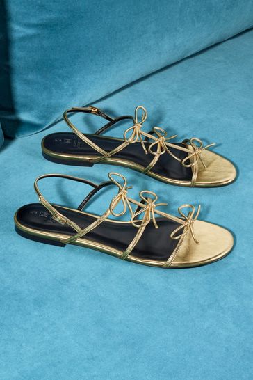 Gold Regular/Wide Fit Forever Comfort ® Bow Slingback Sandals