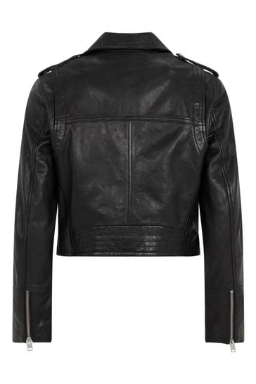 Buy Mint Velvet Black Belted Leather Biker Jacket from Next Croatia