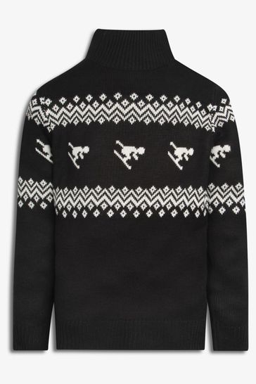The Little Tailor Kids Cream Slim Fit Ski Design Knitted Christmas Jumper