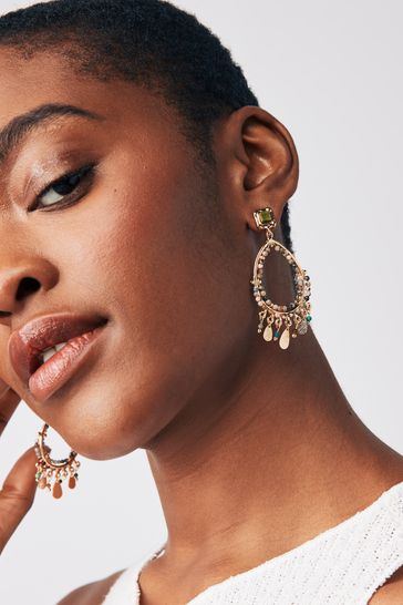 Buy Gold Tone Teardrop Beaded Drop Earrings from Next Romania