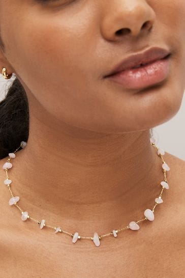 Gold necklace with semi precious sale stones