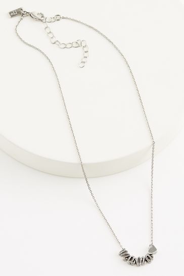 Silver Tone Mama Necklace