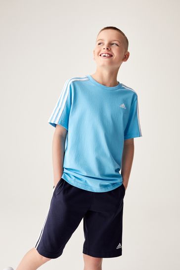 adidas Blue Sportswear Essentials 3-Stripes Cotton T-Shirt