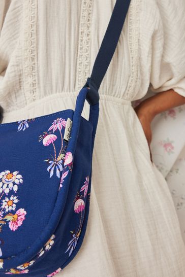 Cath Kidston Navy Floral Bunches Large Curved Messenger Bag