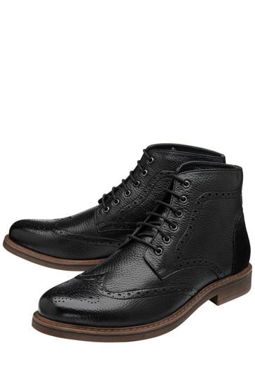 Buy Frank Wright Black Mens Leather Brogue Ankle Boots from Next