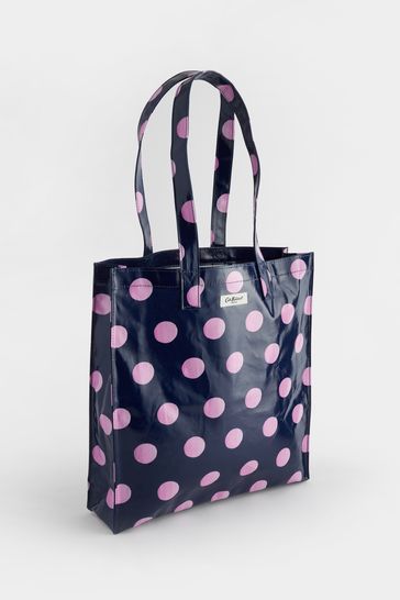 Cath Kidston Navy/Pink Spot Large Coated Bookbag