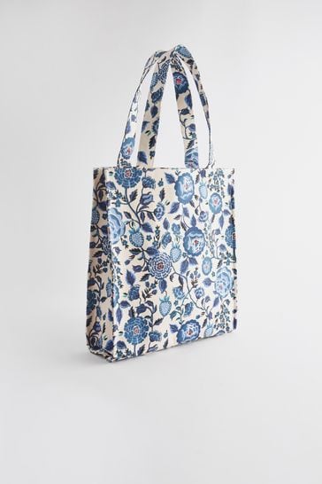 Cath Kidston Blue Floral Large Coated Bookbag
