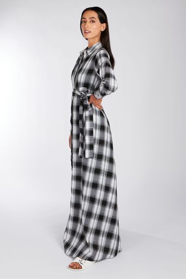 Buy Aab White Open Weave Checked Maxi Dress from Next Luxembourg
