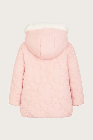 Monsoon Baby Pink Floral Quilted Coat