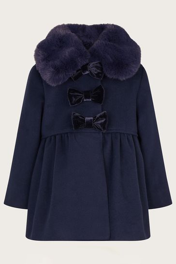 Monsoon Blue Baby Triple Bow Coat