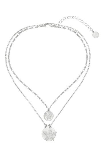 Layered coin necklace silver new arrivals
