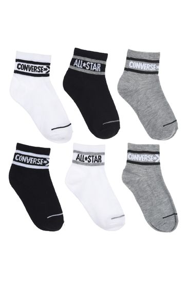 Converse Grey Basic Wordmark Socks 6 Pack