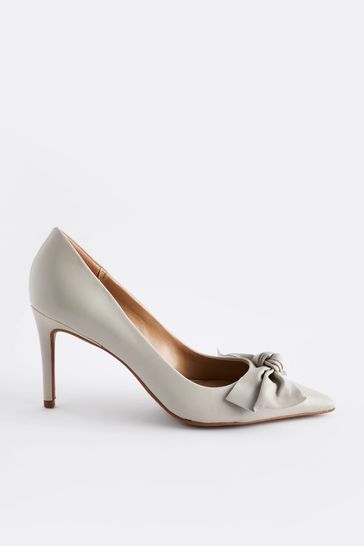 Buy Bone Neutral Forever Comfort Leather Bow Mid Court Shoes from Next Bahrain
