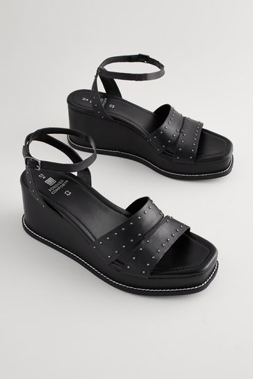 Black studded wedges top