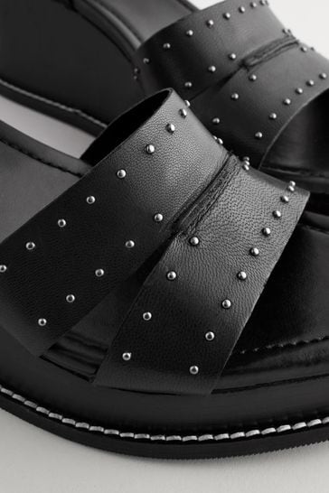 Black studded wedges on sale