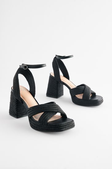 Buy Black Jute Forever Comfort Flare Platform Sandals from Next