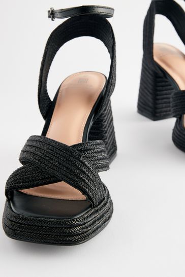Buy Black Jute Forever Comfort Flare Platform Sandals from Next