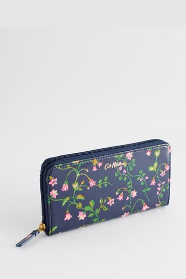 Cath Kidston Navy Floral Bunches Continental Zip Card and Coin Wallet