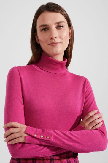 Buy Hobbs Pink Lara Roll Neck Jumper from Next Ireland