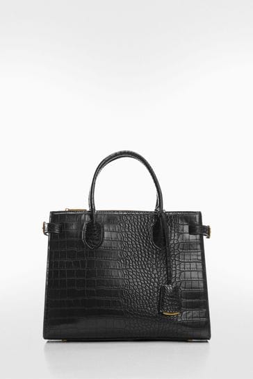 Mango black croc bag shop