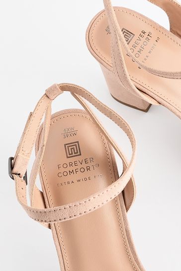 Buy Nude Extra Wide Fit Forever Comfort Block Heel Sandals from Next Bahrain
