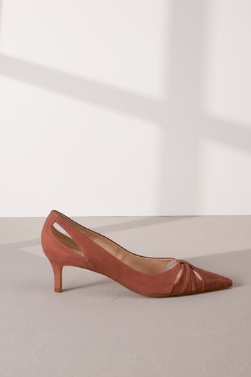 Buy Rose Pink Signature Leather Cutout Kitten Heels from Next