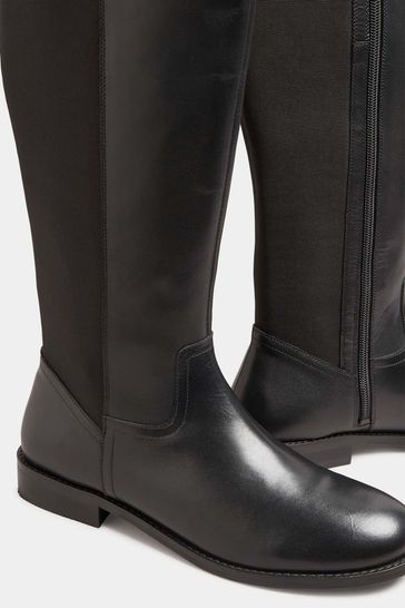 Black stretch shop leather boots