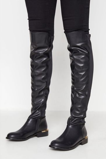 Long Tall Sally Black PU Stretch Boots