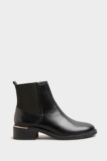 Long Tall Sally Black Metal Trim Chelsea Boots