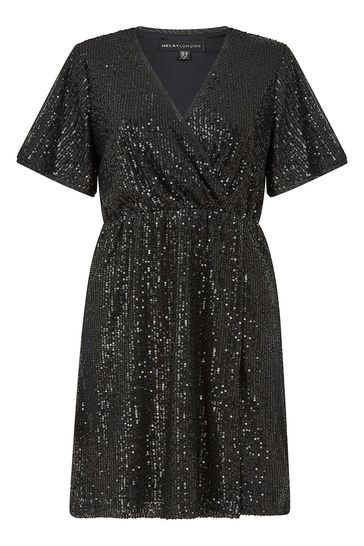 Black sequin kimono dress 2025