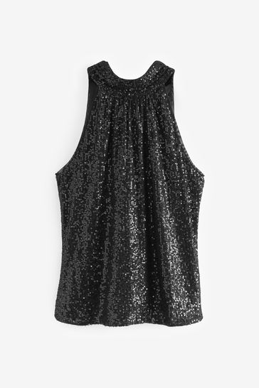 Black sequin cheap sleeveless top