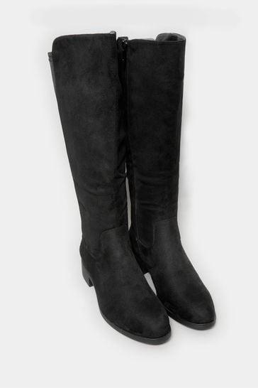 Black suede knee high boots clearance wide fit