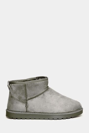 Buy Yours Curve Grey Extra Wide Fit Mini Faux Fur Boots from Next