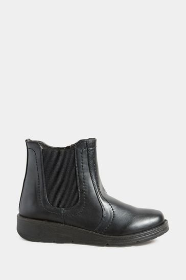 Yours Curve Black Extra-Wide Fit Wedge Chelsea Boots