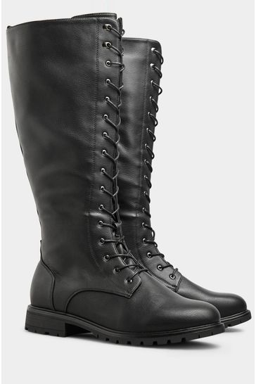 Lace up faux leather boots sale