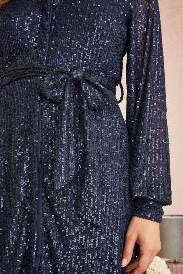 Blue sequin new arrivals shirt dress